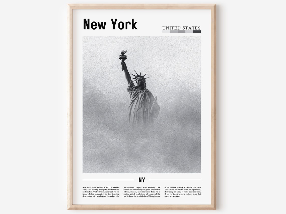 New York Statue Of Liberty Misty Black And White Photo Poster