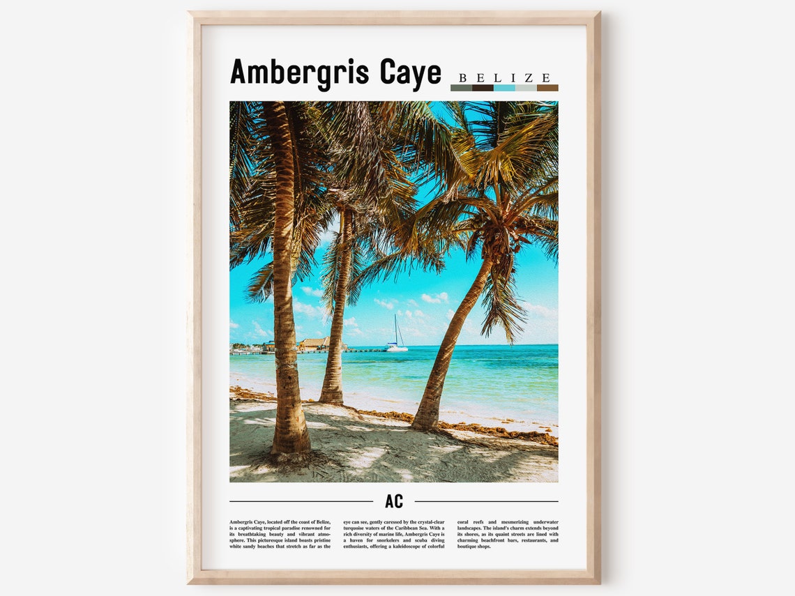 Ambergris Caye Poster Ambergris Caye Print Ambergris Caye Wall Art Minimal Travel Print Travel Destination Oil Painting Poster