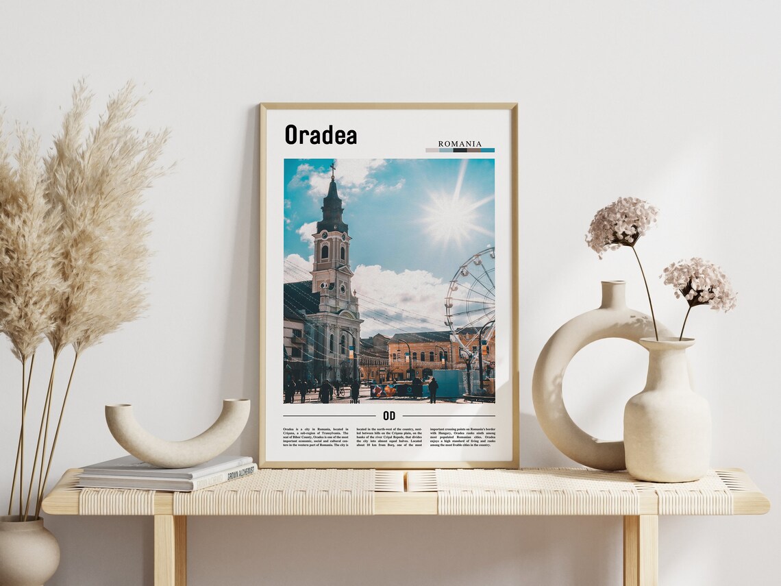 Oradea Romania Historic Church Square Ferris Wheel View Poster - Image 3