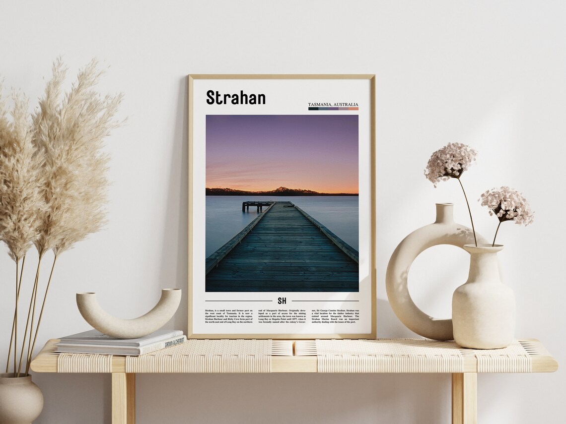 Strahan Print Strahan Poster Strahan Wall Art Minimal Travel Print Minimal City Poster Travel Destination Print Oil Painting Poster - Image 3
