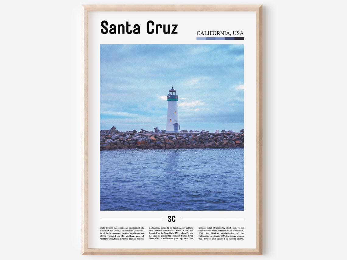 Santa Cruz Print Santa Cruz Poster Santa Cruz Wall Art Oil Painting Poster Colorful City Print City Artwork Travel Artwork Travel Art
