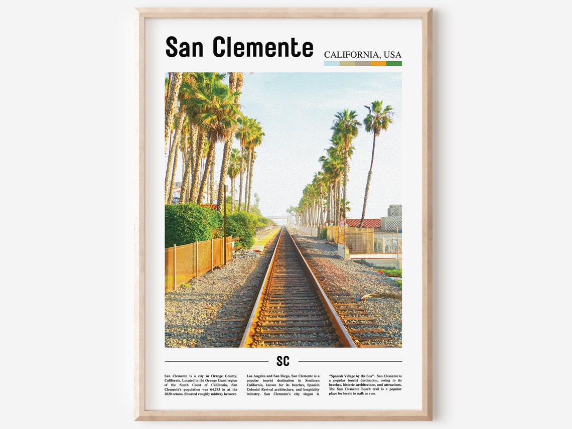 San Clemente Print San Clemente Poster San Clemente Wall Art Oil Painting Poster City Print City Artwork Travel Artwork Travel Wall Art