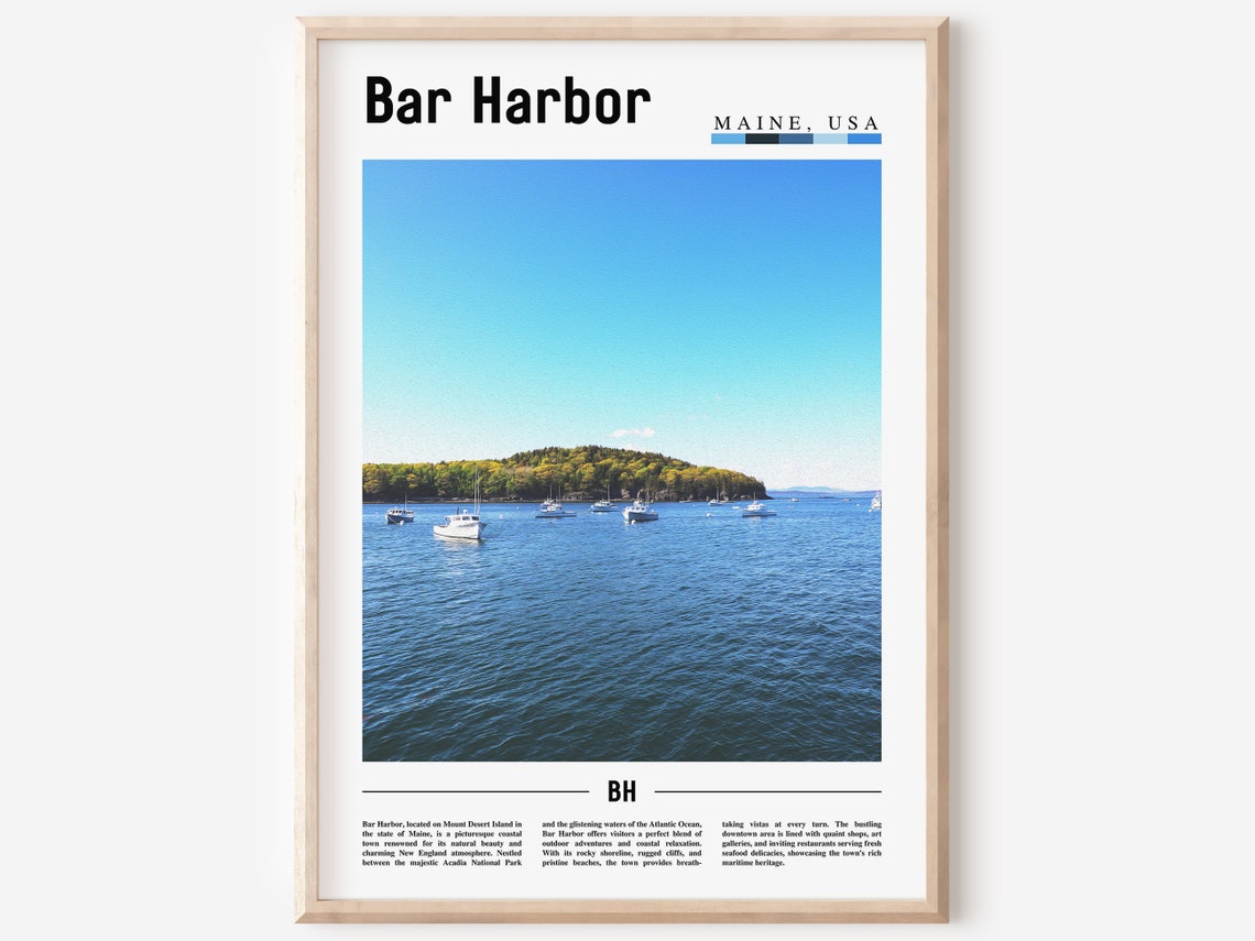 Bar Harbor Poster Bar Harbor Print Bar Harbor Wall Art United States Photo United States Poster United States Print Travel Poster