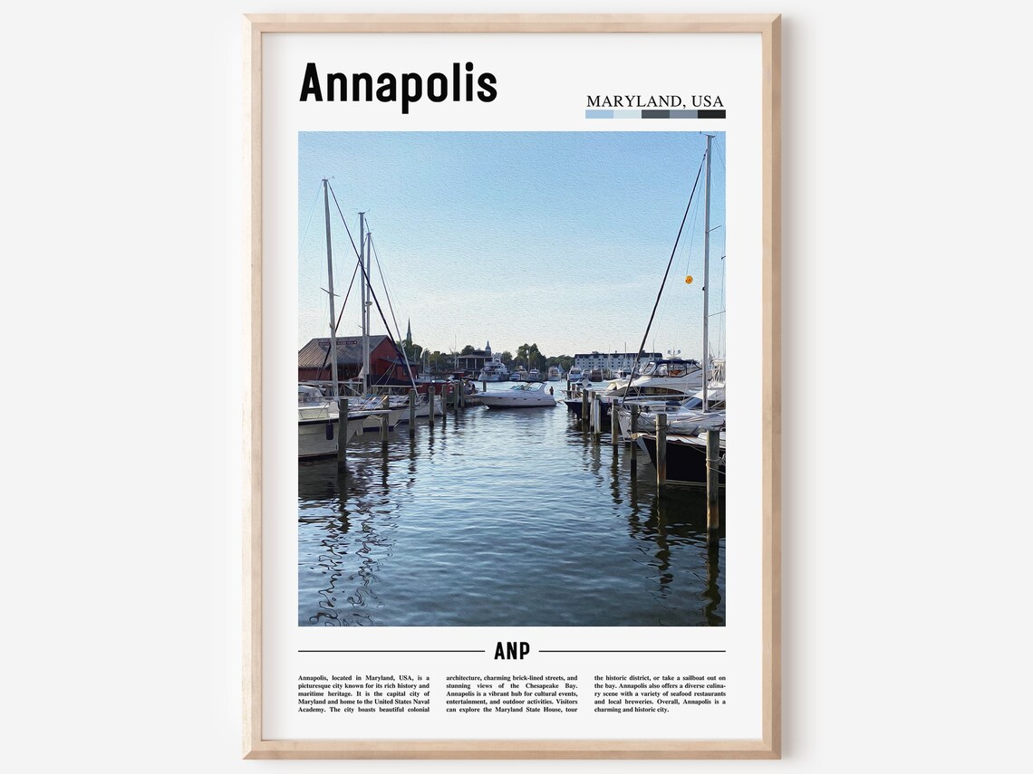 Annapolis Maryland Harbor Sailboats Marina Photo Travel Poster