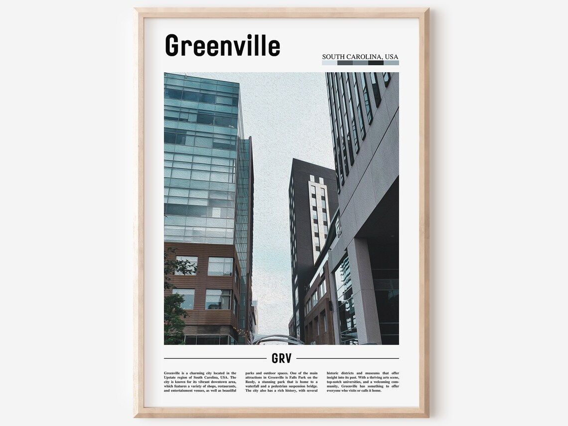 Greenville South Carolina Downtown Towers Travel Photo Poster