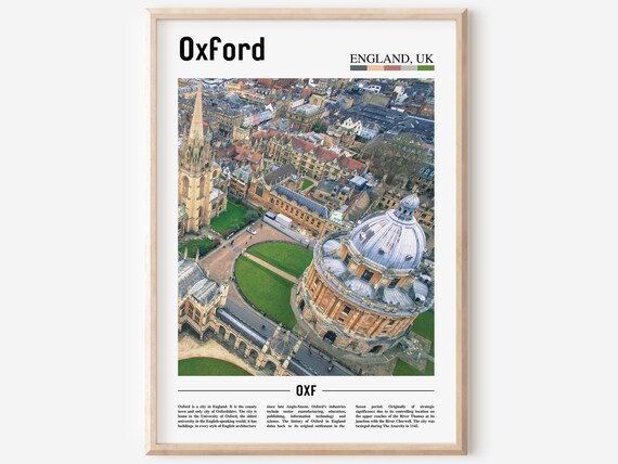 Oxford England UK Aerial University Spires City Travel Print
