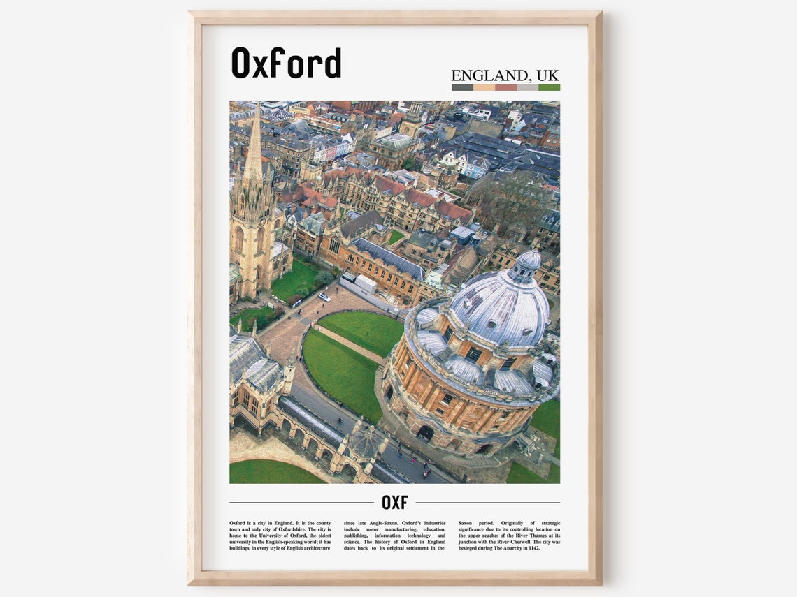 Oxford Print Oxford Poster Oxford Wall Art Oil Painting Poster Colorful City Print City Artwork Travel Artwork Travel Wall Art