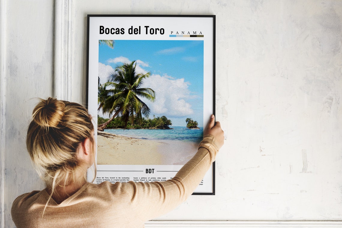 Bocas del Toro Panama Tropical Beach Palm Tree Travel Poster - Image 2