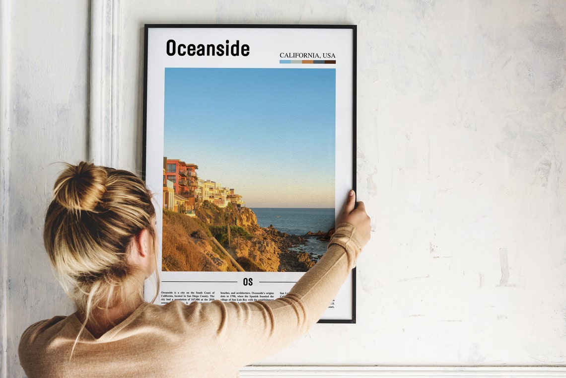 Oceanside Print Oceanside Poster Oceanside Wall Art Oil Painting Poster Colorful City Print City Artwork Travel Artwork Travel Wall Art - Image 2