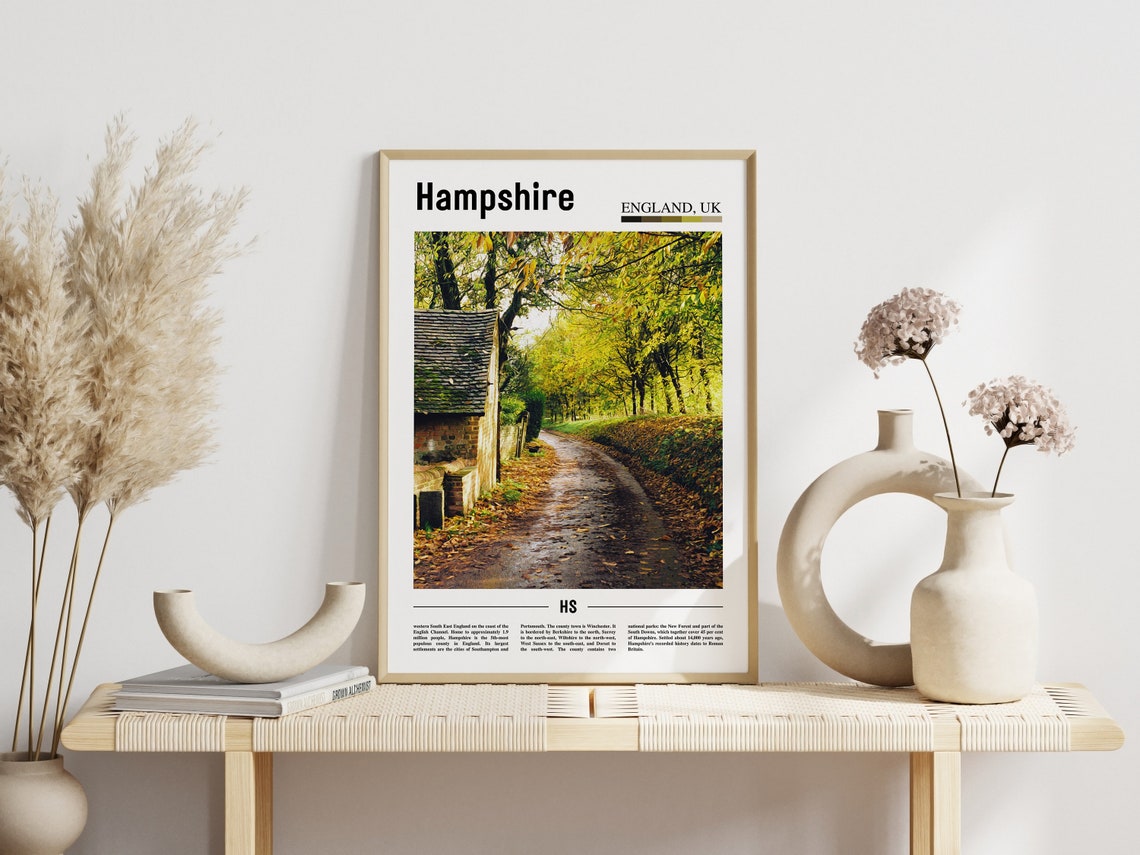 Hampshire Print Hampshire Poster Hampshire Wall Art Minimal Travel Print Minimal City Poster Travel Destination Oil Painting Poster - Image 3