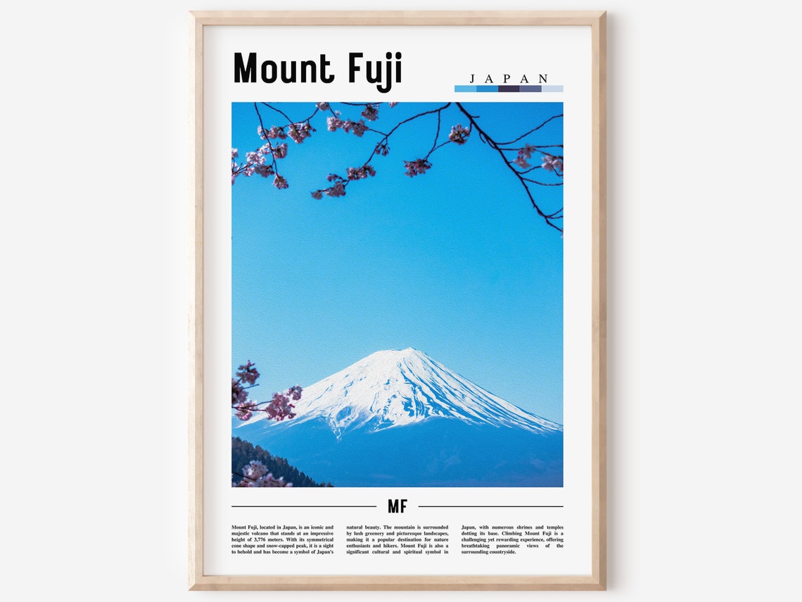 Mount Fuji Japan Cherry Blossom Spring Mountain Photo Poster
