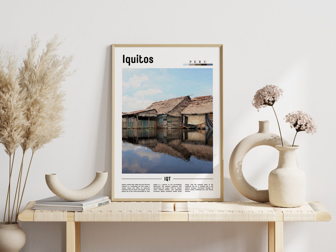 Iquitos Peru Amazon River Stilt Houses Minimal Travel Poster - Image 3
