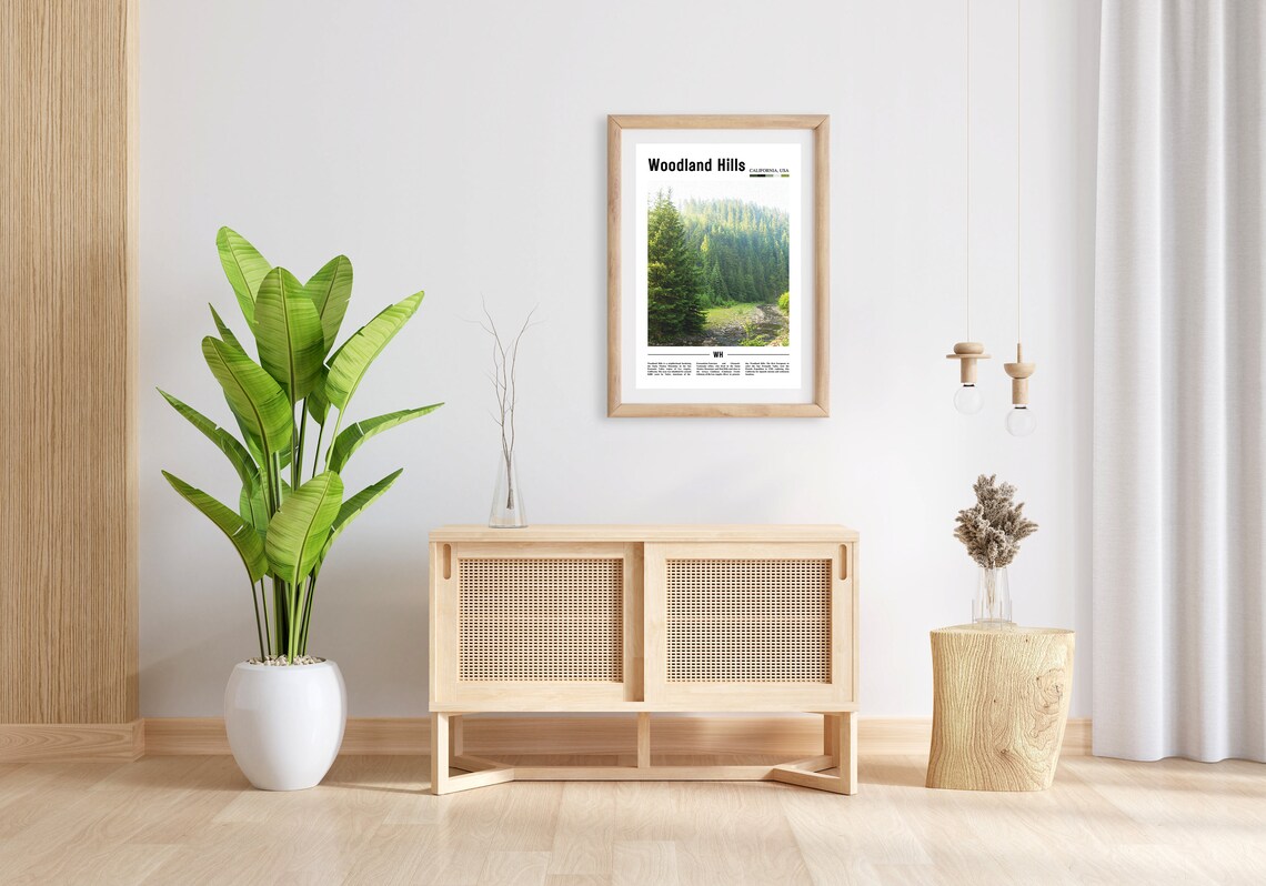 Woodland Hills California Evergreen Forest Stream Travel Poster - Image 3