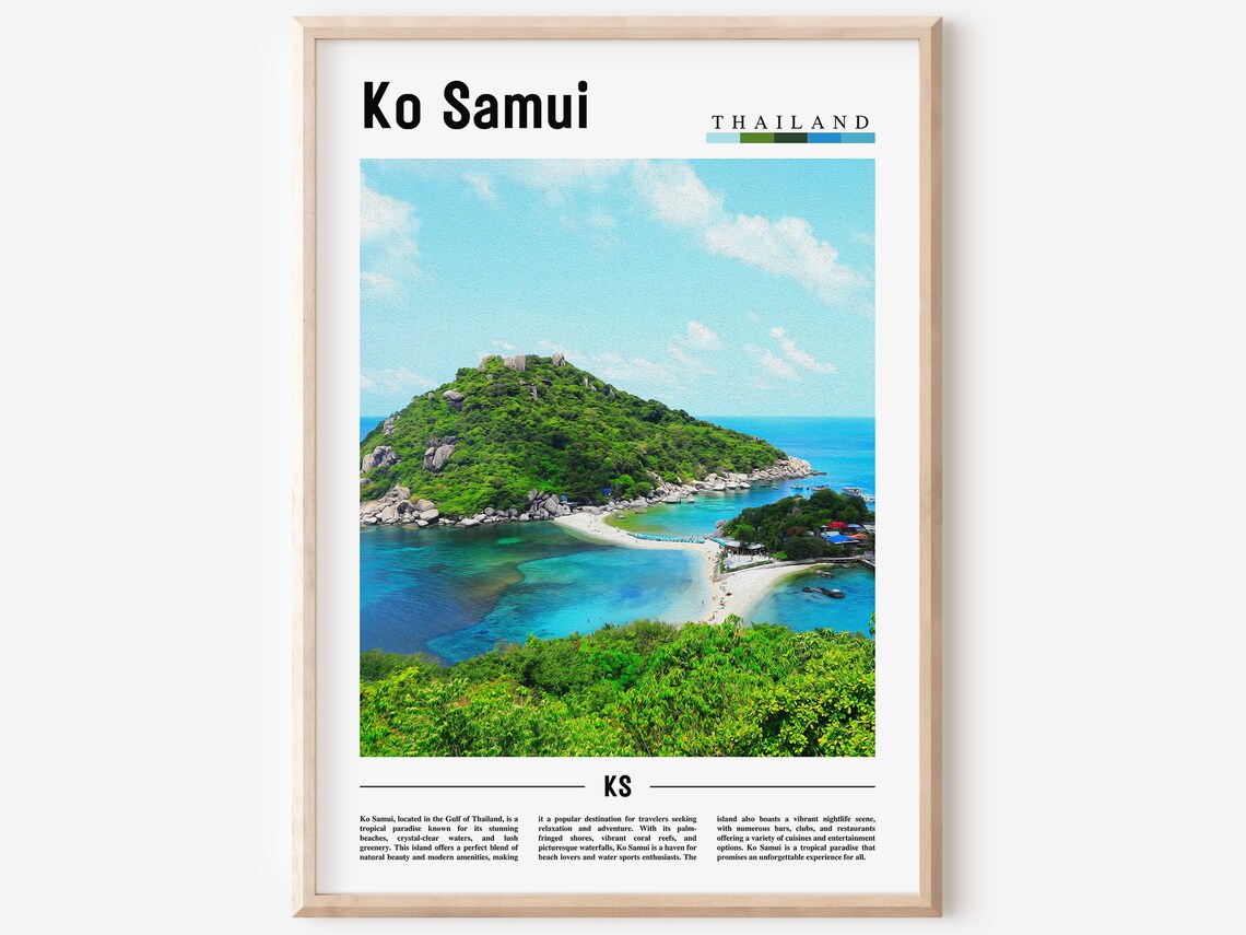 Ko Samui Thailand Tropical Island Minimalist Travel Photo Poster