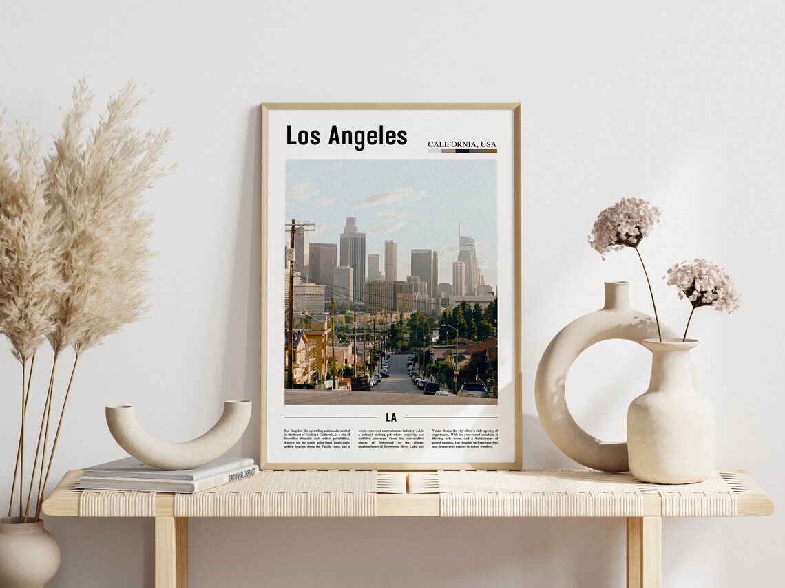 Los Angeles California Downtown Skyline Hillside Street View Poster - Image 3