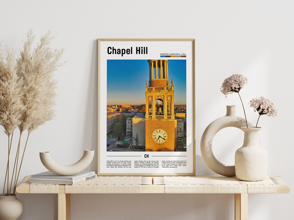 Chapel Hill Print Chapel Hill Poster Chapel Hill Wall Art Minimal Travel Print Minimal City Poster Travel Destination Oil Painting Poster - Image 3