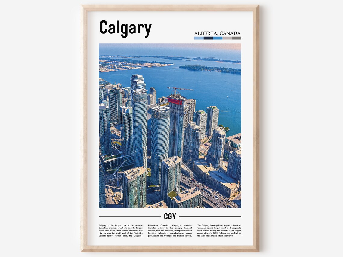 Calgary Print Calgary Poster Calgary Wall Art Oil Painting Poster Colorful City Print City Artwork Travel Artwork Travel Wall Art