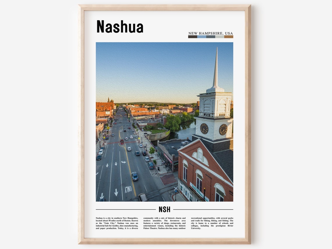 Nashua Poster Nashua Print Nashua Wall Art United States Photo United States Poster United States Print Travel Poster