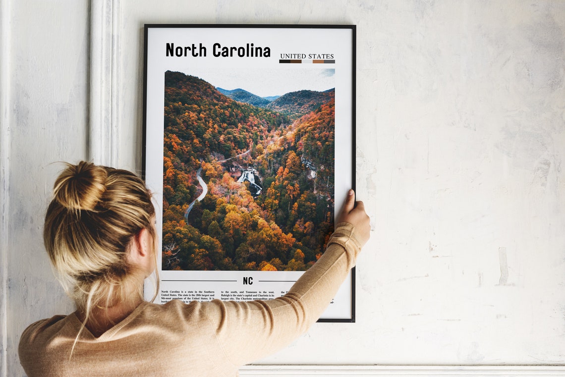 North Carolina Poster North Carolina Print North Carolina Wall Art United States Photo United States Poster United States Print - Image 2