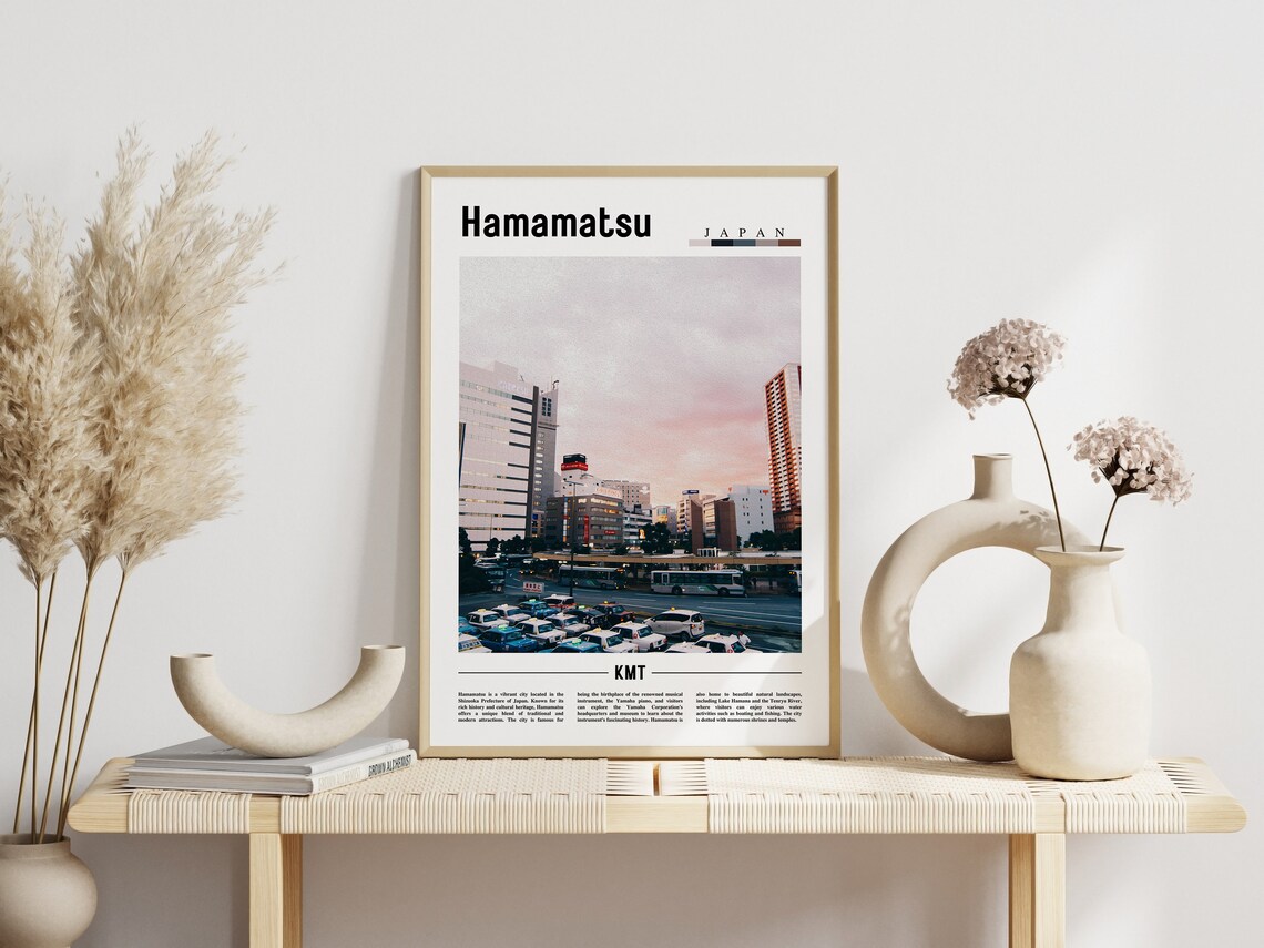 Hamamatsu Japan Station Square Taxis Sunset Cityscape Poster - Image 3