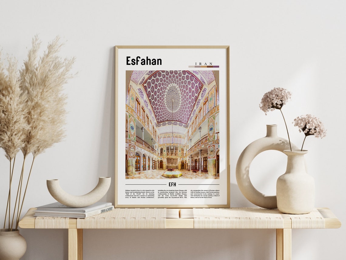Esfahan Iran Ornate Dome Interior Tilework Travel Photo Poster - Image 3