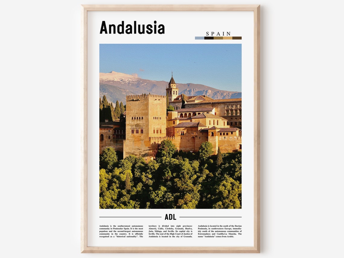 Andalusia Spain Alhambra Palace Mountain View Photography Poster