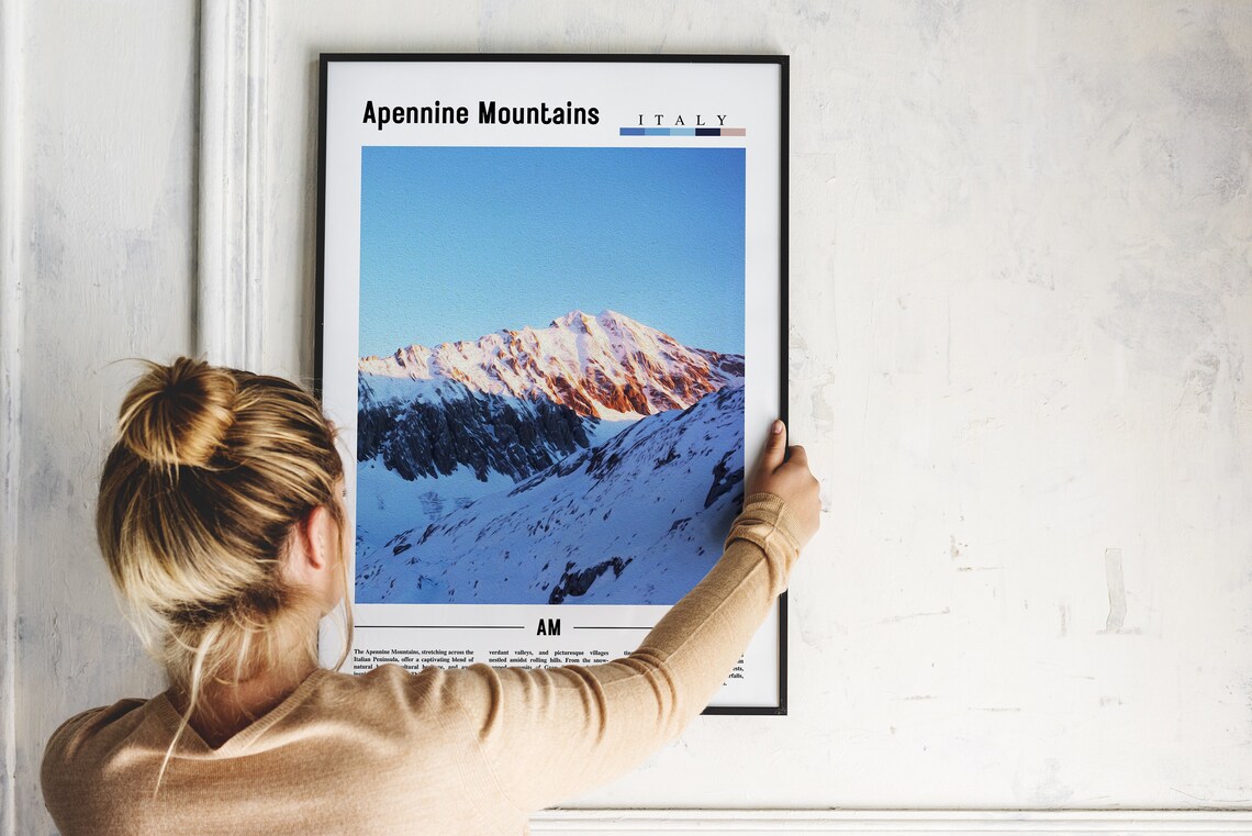 Apennine Mountains Italy Snow Capped Peaks Minimalist Travel Poster - Image 2
