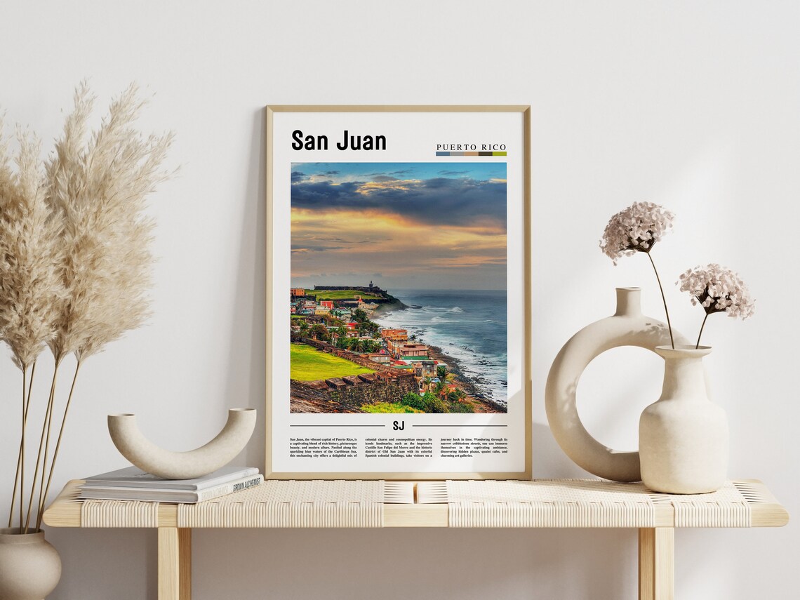 San Juan Puerto Rico Coastal Sunset Old Town Ocean View Poster - Image 3