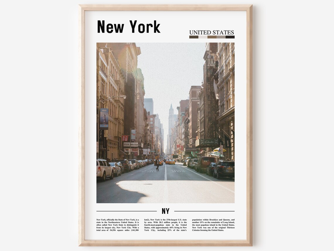 New York City Manhattan Street Yellow Taxi Urban Scene Poster