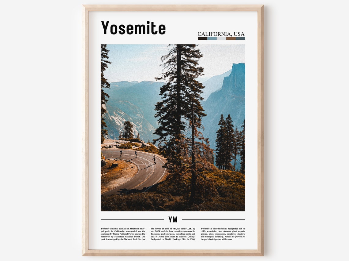 Yosemite Poster Yosemite Print Yosemite Wall Art Minimal Travel Print Minimal City Poster Travel Destination Oil Painting Poster