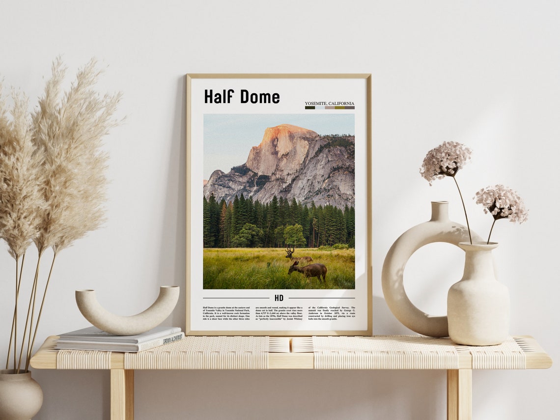 Half Dome Yosemite California Granite Rock Deer Meadow Travel Poster - Image 3