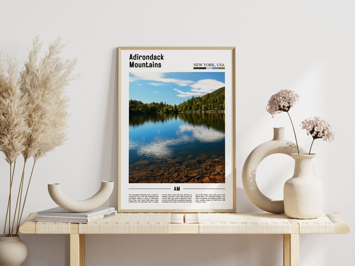 Adirondack Mountains New York Mirror Lake Forest Photo Poster - Image 3