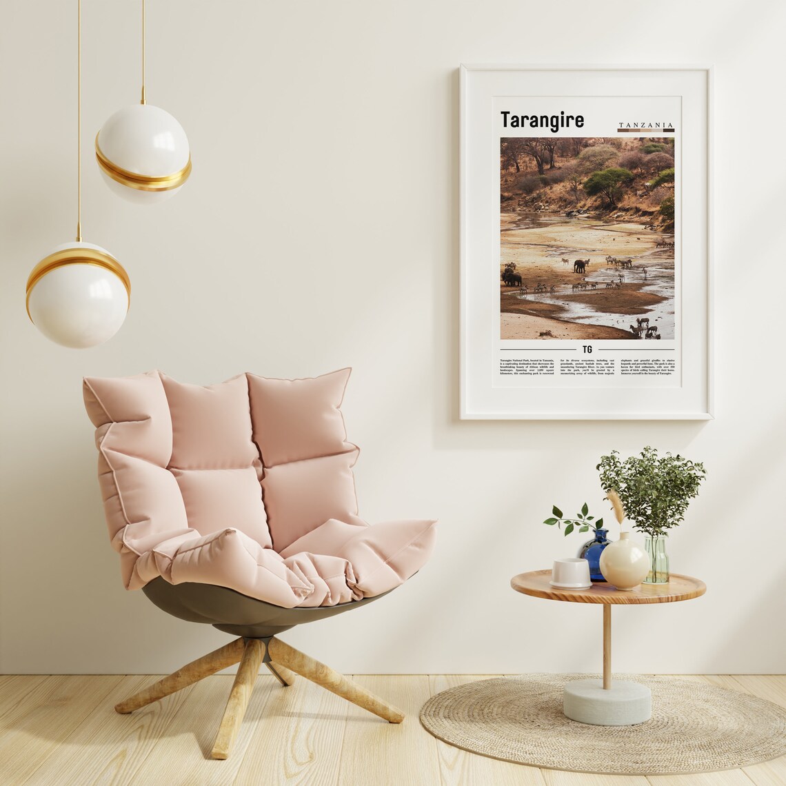 Tarangire Tanzania Elephant River Safari Minimalist Travel Poster - Image 3