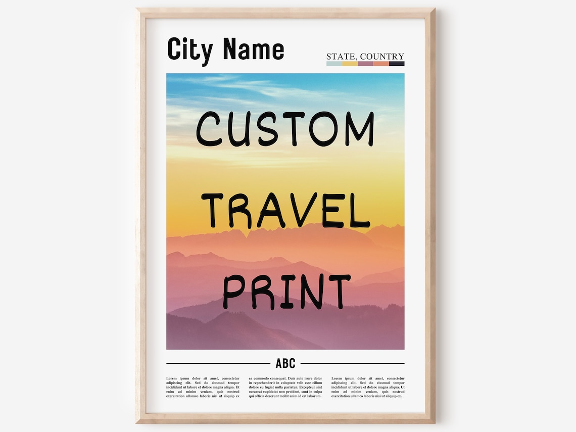 Custom City Travel Poster, Personalized Place Print