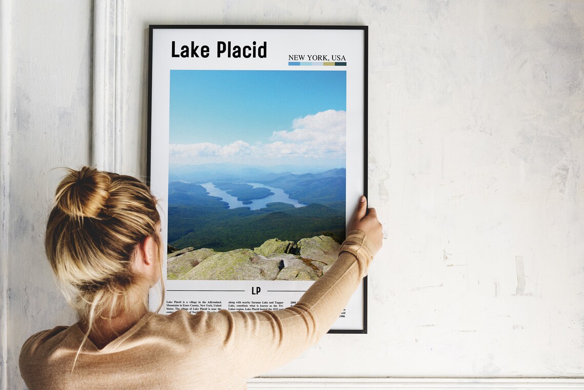 Lake Placid New York Adirondack Mountains Lake Scenic Poster - Image 2