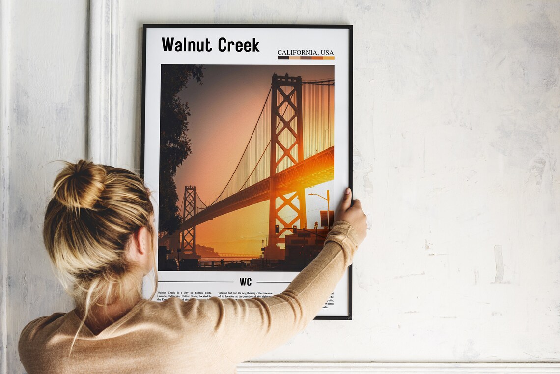 Walnut Creek Bay Bridge Golden Sunset California Travel Poster - Image 2