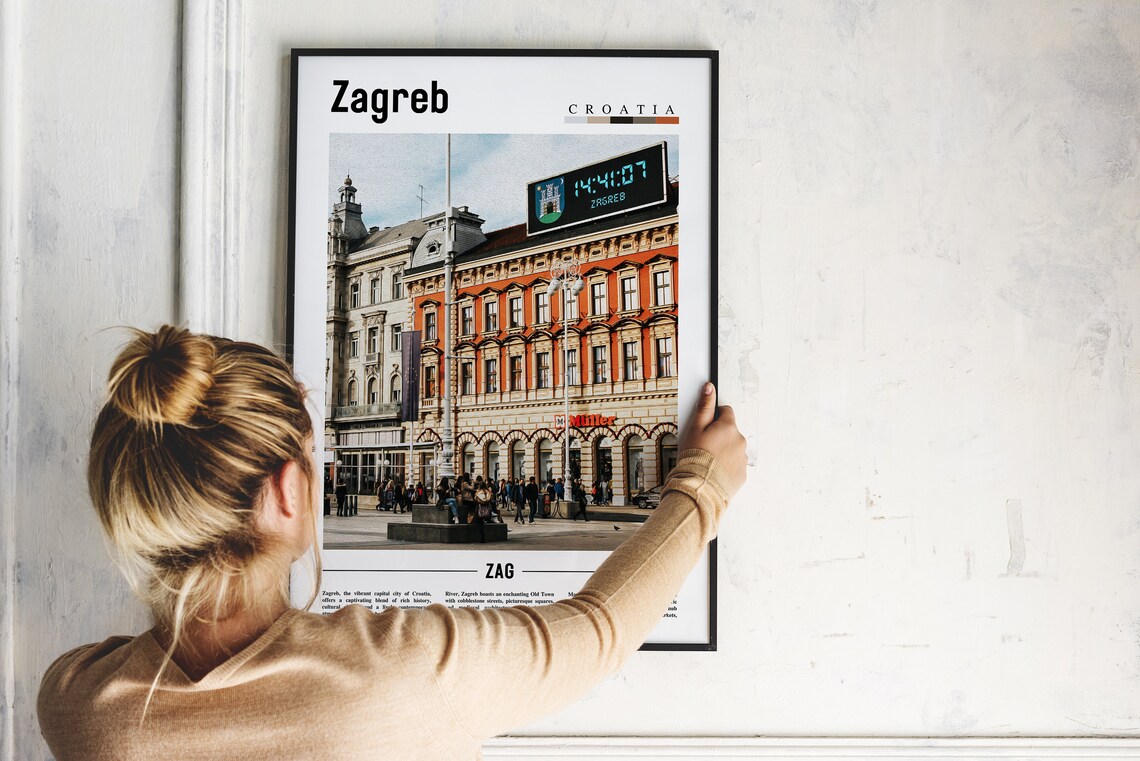 Zagreb Croatia Travel Photography Poster Main Square City Scene - Image 2