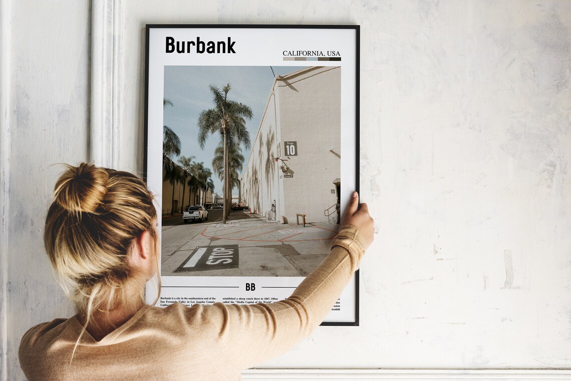 Burbank California Studio Street Palm Trees Travel Photo Poster - Image 2