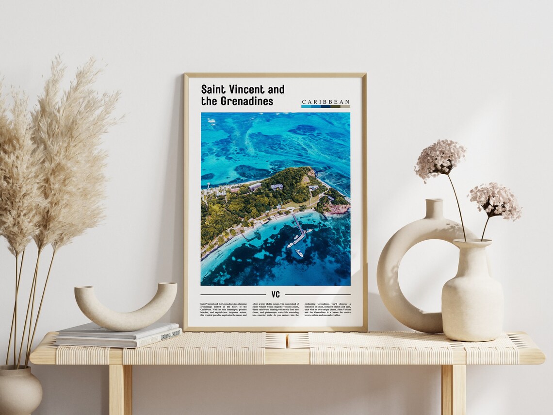 Saint Vincent And The Grenadines Caribbean Island Travel Print - Image 3