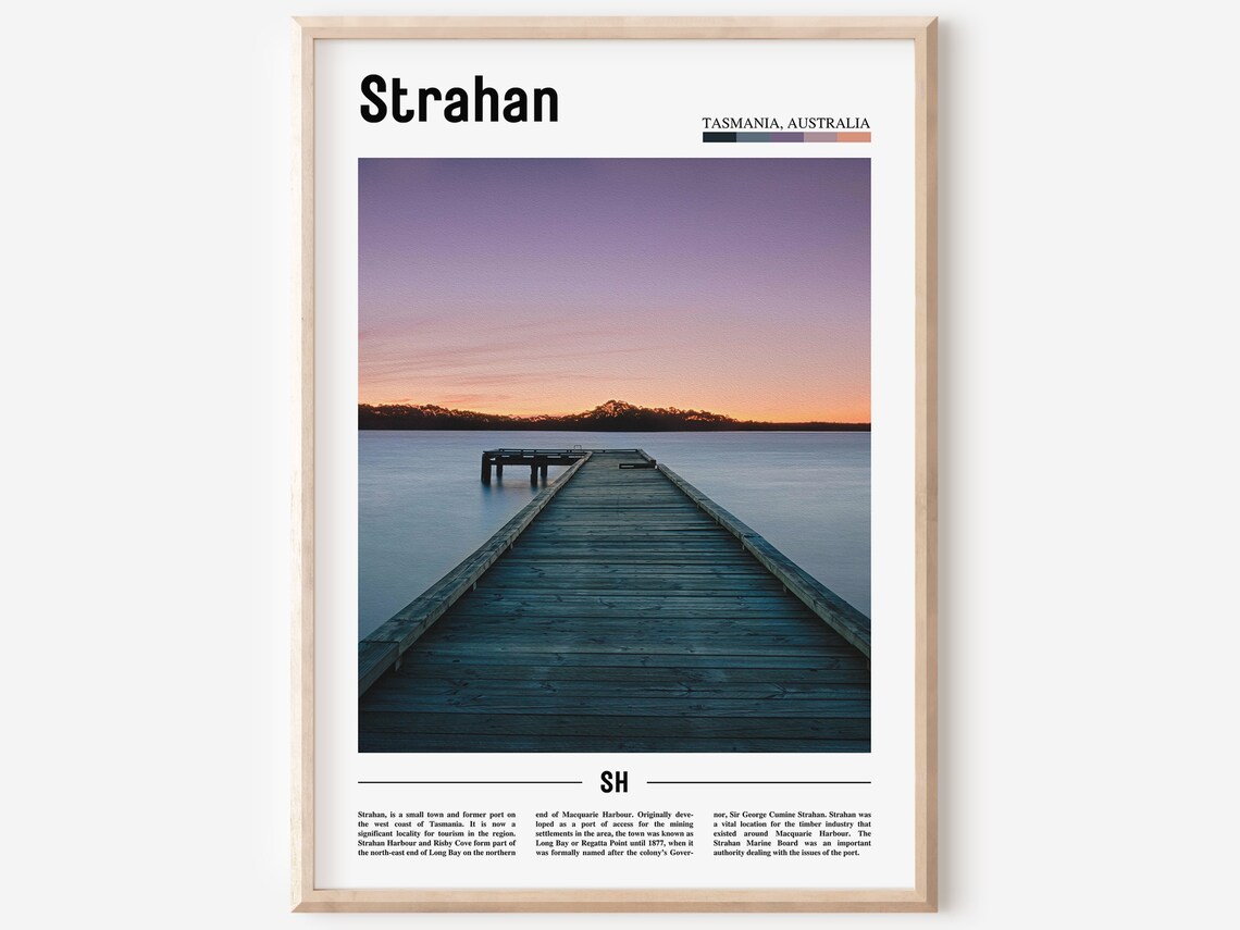 Strahan Print Strahan Poster Strahan Wall Art Minimal Travel Print Minimal City Poster Travel Destination Print Oil Painting Poster