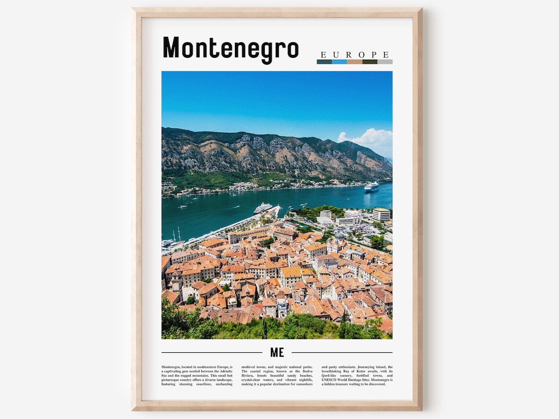 Montenegro Adriatic Coast Old Town Bay Aerial View Photo Poster
