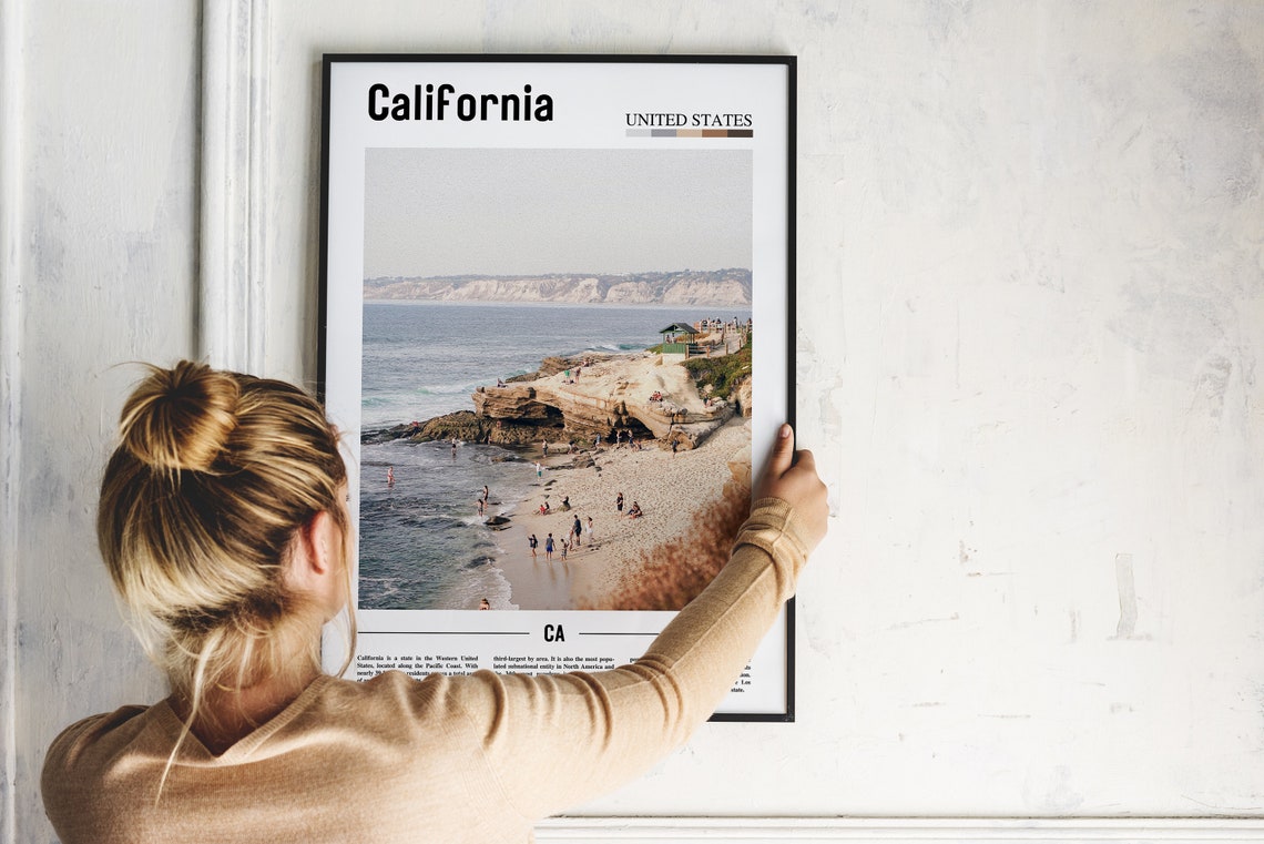California Poster California Print California Wall Art Minimal Travel Print Minimal City Poster Travel Destination Oil Painting Poster - Image 2