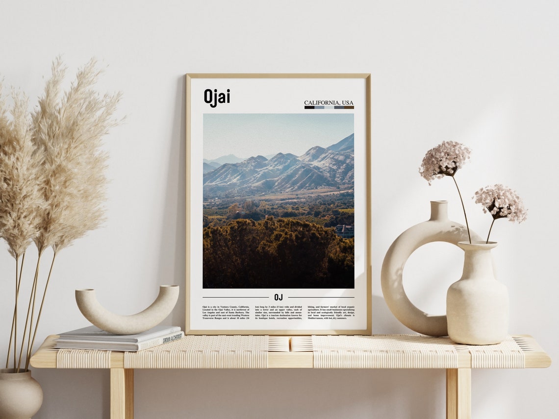 Ojai Print Ojai Poster Ojai Wall Art Minimal Travel Print Minimal City Poster Travel Destination Colorful City Print Oil Painting Poster - Image 3