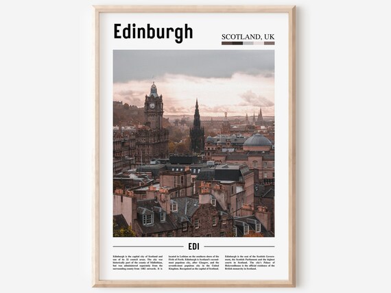Edinburgh Scotland Old Town Skyline Travel Photography City Poster