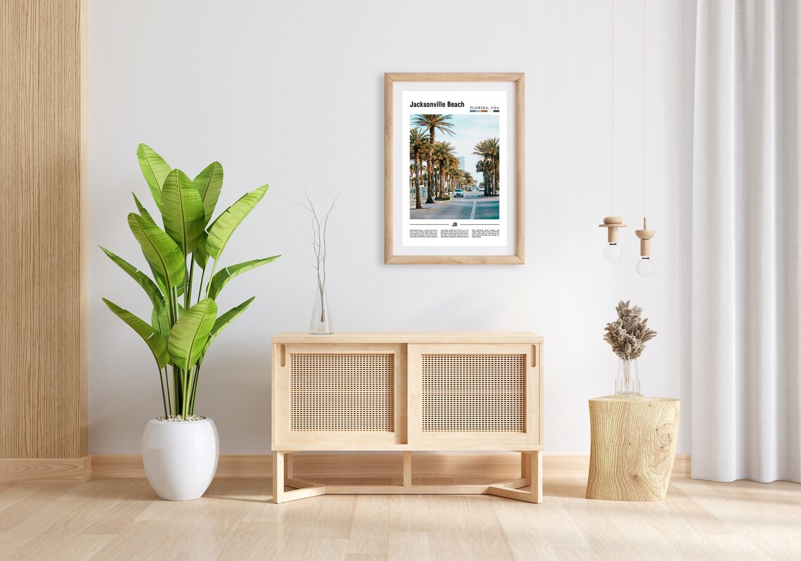 Jacksonville Beach Florida Palm Street Minimal Photo Travel Poster - Image 3