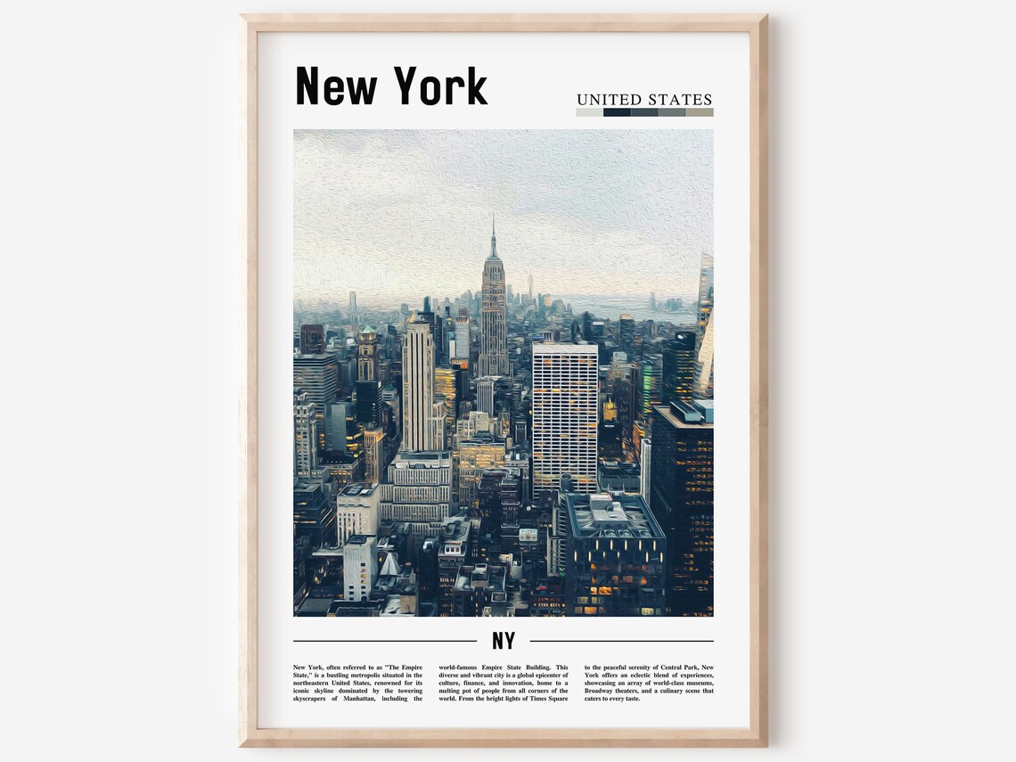 New York Empire State Building Skyline United States Travel Poster