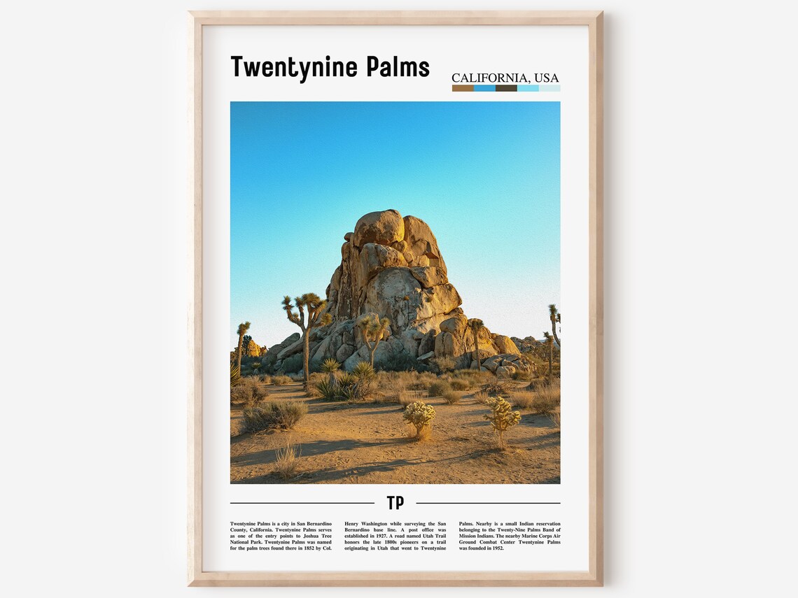 Twentynine Palms Print Twentynine Palms Poster Twentynine Palms Wall Art Minimal Travel Print Minimal City Poster Oil Painting Poster