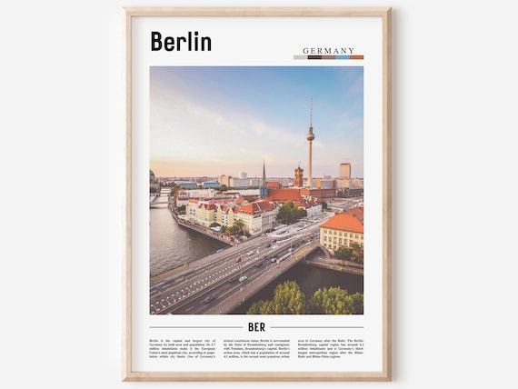 Berlin Germany TV Tower City Skyline Minimal Travel Photo Poster