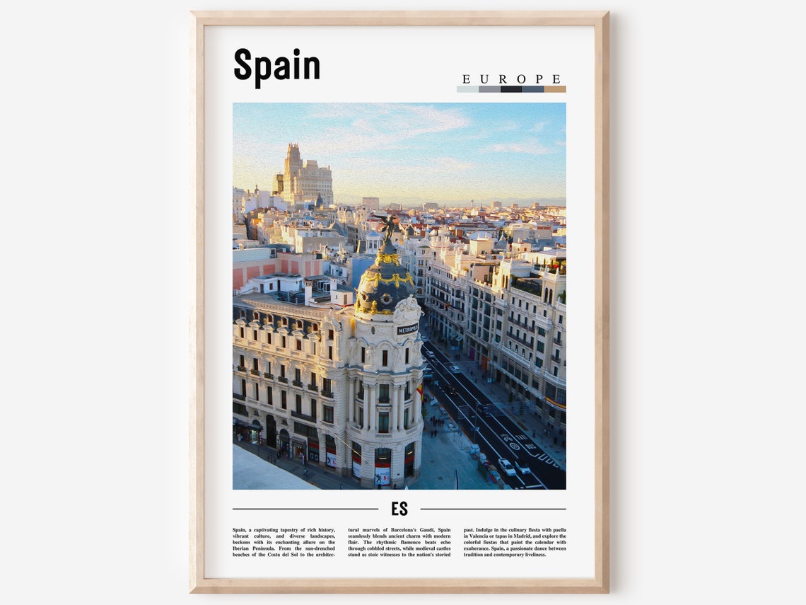 Spain Madrid Metropolis Building Gran Via Skyline Photo Poster