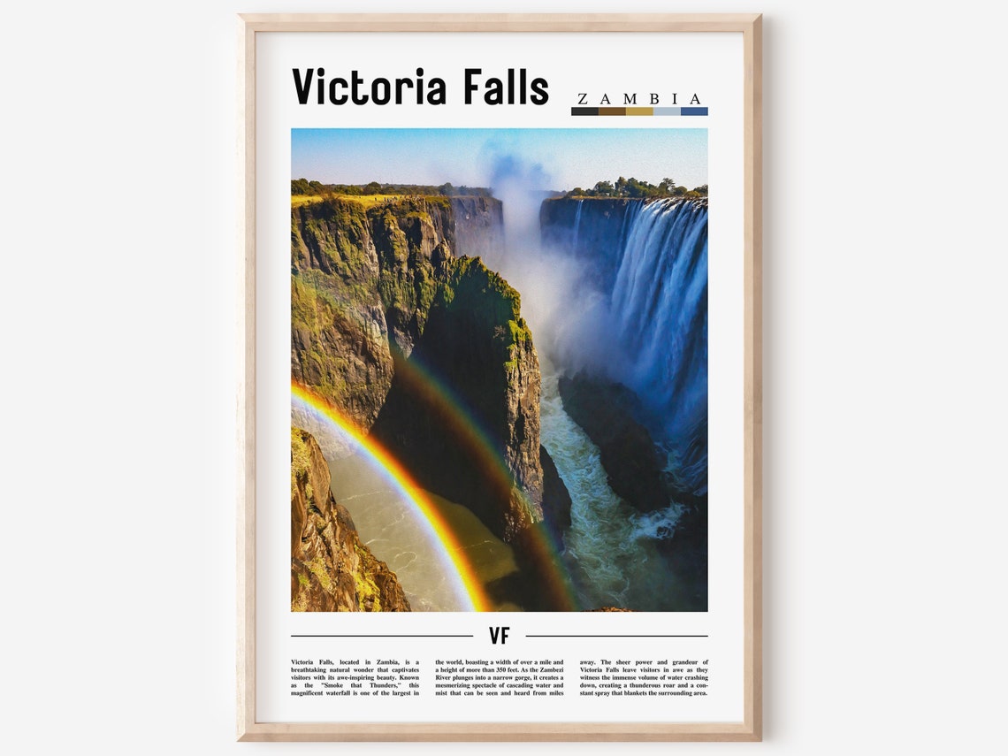 Victoria Falls Poster Victoria Falls Print Victoria Falls Wall Art Minimal Travel Print Travel Destination Oil Painting Poster